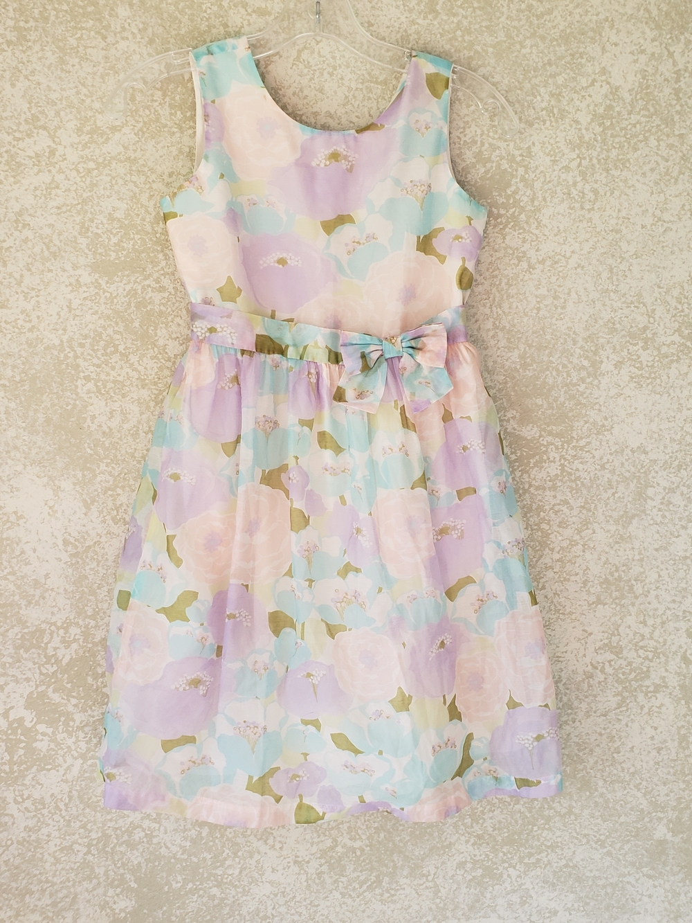 Gymboree Girls 10 Pastel Floral Dress with Bow Pink Mint Lavender Church Wedding